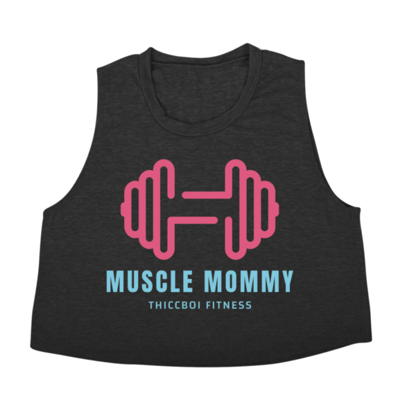 Muscle Mommy -  Charcoal Crop Tank Top