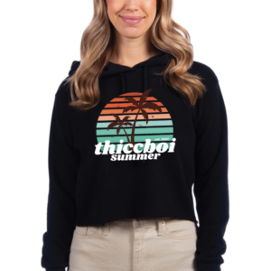 ThiccBoi Summer Black Crop Hoodie