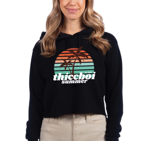 ThiccBoi Summer Black Crop Hoodie