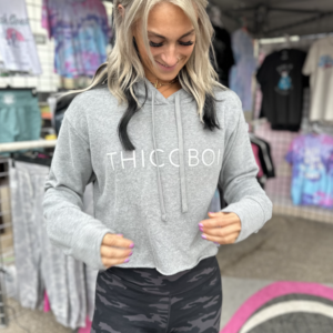 ThiccBoi Sleek Crop Hoodie Heather Grey Sweatshirt